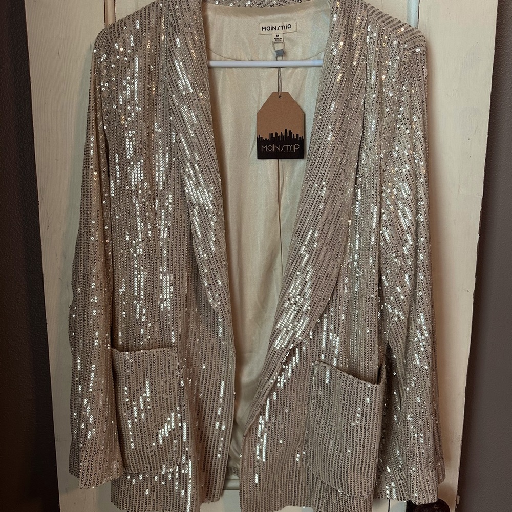 Main Strip Sequin Gold/Tan Blazer